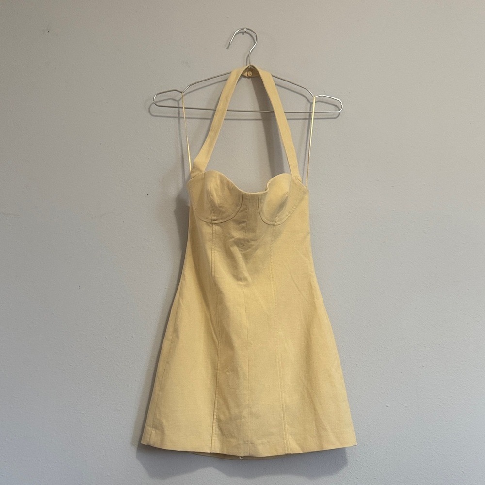 ZARA Cream Backless Halter Dress NWT